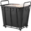 VEVOR Laundry Cart, Rolling Grocery Utility Cart with Waterproof Liner & Swivel Wheels, 260 LBS Large Load Capacity, Heavy Duty Shopping Basket for Laundry, Shopping, Camping, Grocery, Luggage, Black