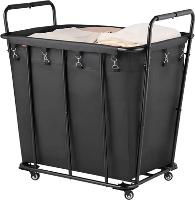 Vevor Laundry Cart Rolling Utility Basket with Waterproof Liner and Swivel Wheels Black New