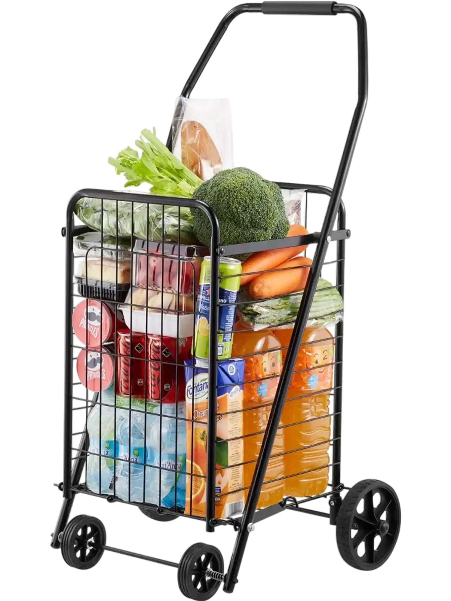 Vevor Shopping Cart Folding Grocery Utility Cart with Swivel Wheels 90 lbs Black New