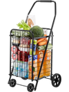 VEVOR Shopping Cart, Folding Grocery Utility Cart with Swivel Wheels, 90 LBS Large Load Capacity, Heavy Duty Rolling Laundry Basket Butler for Laundry, Shopping, Camping, Grocery, Luggage, Black