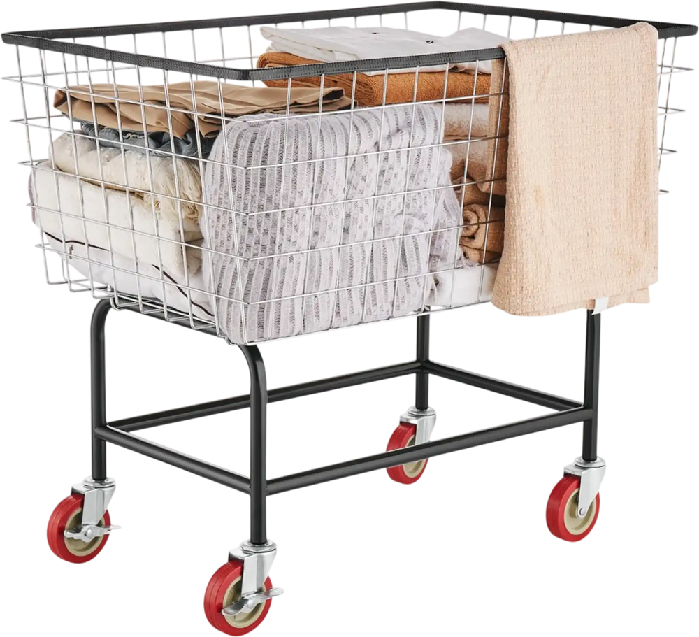VEVOR Wire Laundry Cart, 4.5 Bushel Wire Laundry Basket with Wheels, 35\'\'x15.7\'\'x22\'\' Commercial Wire Laundry Basket Cart, Steel Frame with Chrome Finish, 5\'\' Casters, Wire Basket Cart for Lau