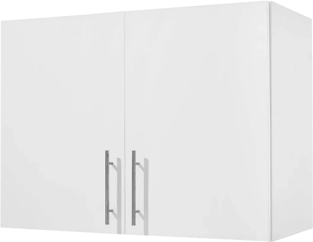 VEVOR Laundry Room Wall Cabinet, 2-Tier Wall Mounted Hanging Cabinet with Adjustable Shelf, 32 in Cupboard Storage with 2 Doors, for Bathroom, Kitchen, Laundry, 16 x 32 x 24 in (D x W x H), White