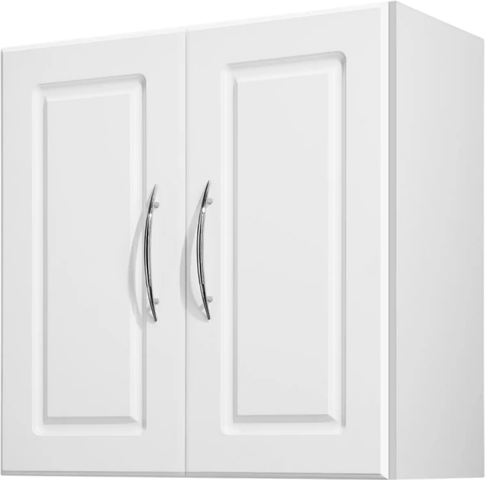 VEVOR Laundry Room Wall Cabinet, 2-Tier Wall Mounted Hanging Cabinet with 2 Doors, Cupboard Organizer with Adjustable Shelf, for Kitchen, Garage, Laundry, 11.8 x 23.6 x 23.6 in (D x W x H), White