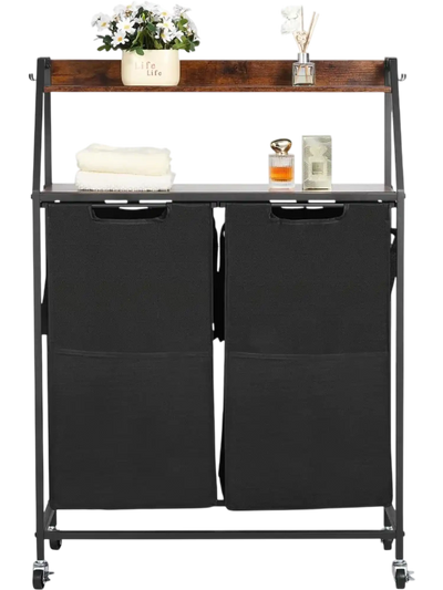 Vevor Laundry Sorter 2-Tier Rolling Hamper with Shelf New