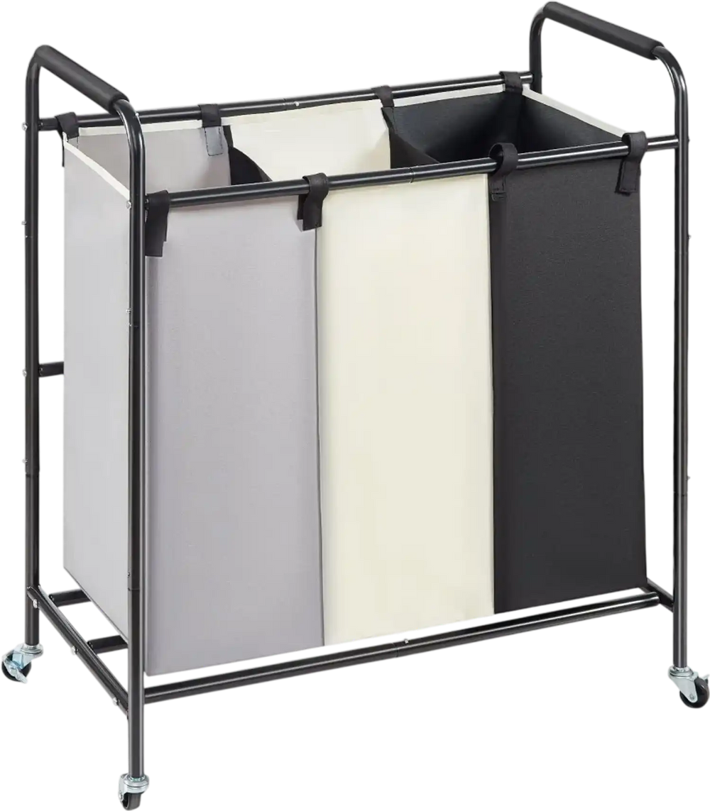 VEVOR 3-Section Laundry Basket, Heavy Duty Laundry Hamper Storage Organizer, Laundry Sorter Cart with Heavy Duty Lockable Wheels for Dirty Clothes in Laundry Room Bedroom