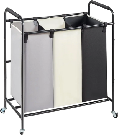 Vevor Laundry Sorter 3-Section Heavy Duty Rolling Hamper Cart New