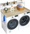 VEVOR Washer Dryer Countertop with 2-Tier Shelf, 54" x 27" Wooden Washer and Dryer Countertop with Anti-Slip Pads, Water-Resistant Laundry Topper Cover for Laundry Room Organization and Storage, Oak