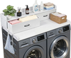 VEVOR Washer Dryer Countertop with Shelf, 54 x 27.5 in Wooden Washer and Dryer Topper with 2 Drawers & 2 Hooks, Laundry Machine Topper for Laundry Closet Pantry Counter Organization and Storage, White