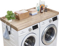 VEVOR Washer Dryer Countertop, 54 x 27.5 in Wooden Washer and Dryer Topper with Edge & 2 Hooks, Water-Resistant Laundry Machine Topper for Laundry Closet Pantry Counter Organization and Storage, Oak