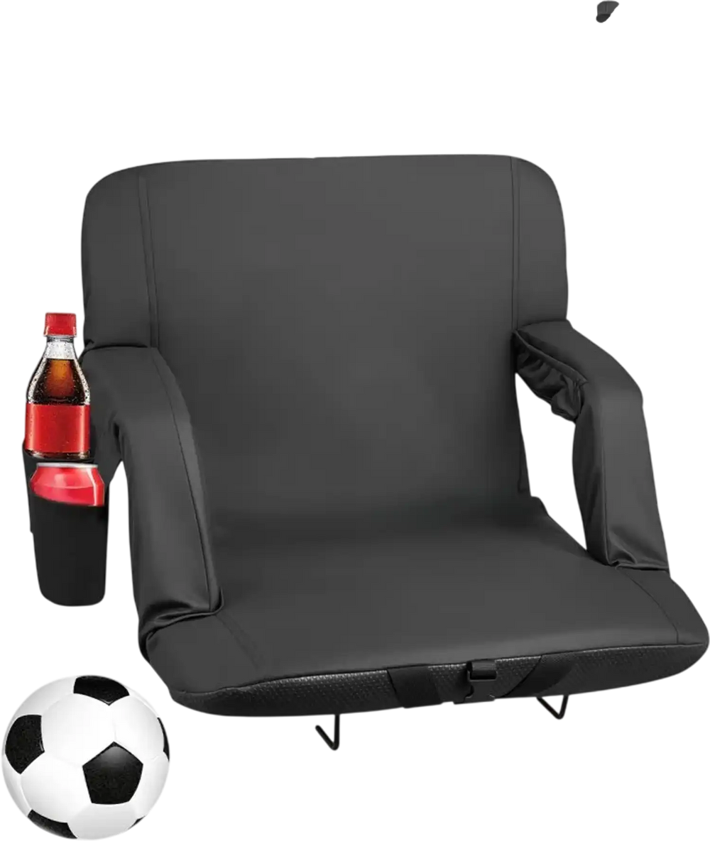 VEVOR Stadium Seat, 6 Adjustable Angle Bleacher Chair, 2.9'' Cushion Stadium Seat with Back Support and Armrest, Wide Bleacher Chair with Hook Pocket Cupholder for Picnics, Beach Sports, and Gaming