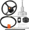 VEVOR Outboard Steering System 10' Steering Cable Marine Steering System 3/4'' Steering Shaft with 13.5 Inch Wheel Flat Interface Marine Steering Kit for Yachts and Waterborne Vehicles, Black