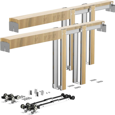 VEVOR Pocket Door Frame Kit, for 48-72 in Wide 80 in High Door, Pocket Door Kit with Two-Way Soft Close Mechanism, Slide Smoothly Quietly, Easy to Install, Wood and Galvanized Steel, for Living Room
