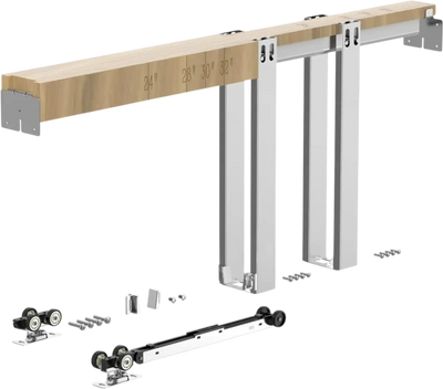 VEVOR Pocket Door Frame Kit, for 24-32 in Wide 80 in High Door, Pocket Door Kit with Two-Way Soft Close Mechanism, Slide Smoothly Quietly, Easy to Install, Premium Galvanized Steel, for Living Room