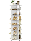 VEVOR 7 Tiers Rotating Shoe Rack Tower with Wheels, Movable 360° Spinning Carousel Display, Lazy Susan Organizer Closet Shelf for Living Room, Entryway, White