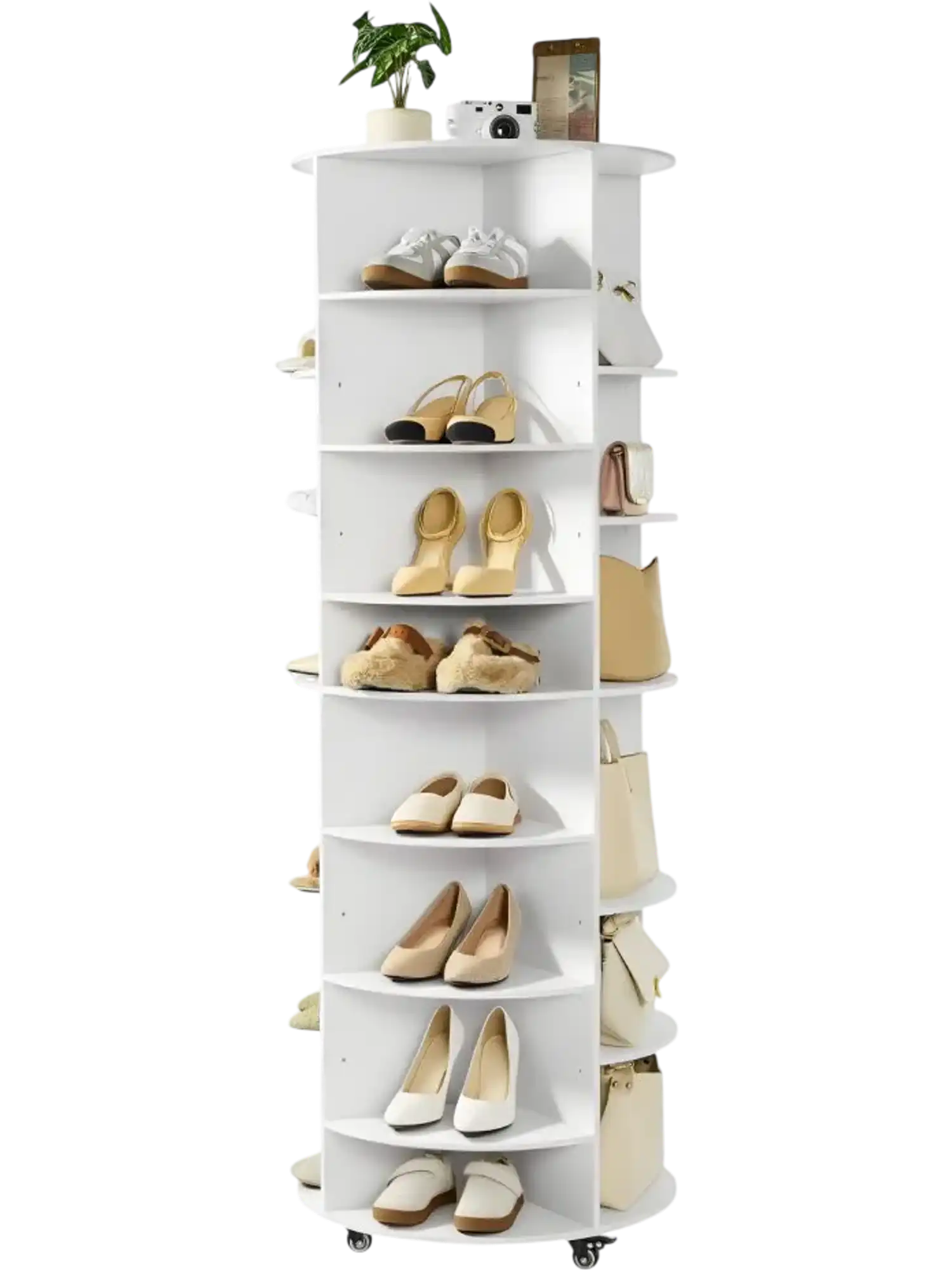 Vevor Shoe Rack 7-Tier Rotating Tower White New