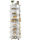 VEVOR 7 Tier Rotating Shoe Rack Tower with Adjustable Shelves, Movable 360° Spinning Carousel Display with Wheels, Lazy Susan Organizer Closet for Bedroom, Living Room, Entryway, Closet, White
