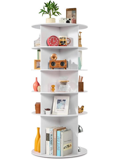 Vevor Shoe Rack 360° Rotating 5-Tier White Storage Tower New
