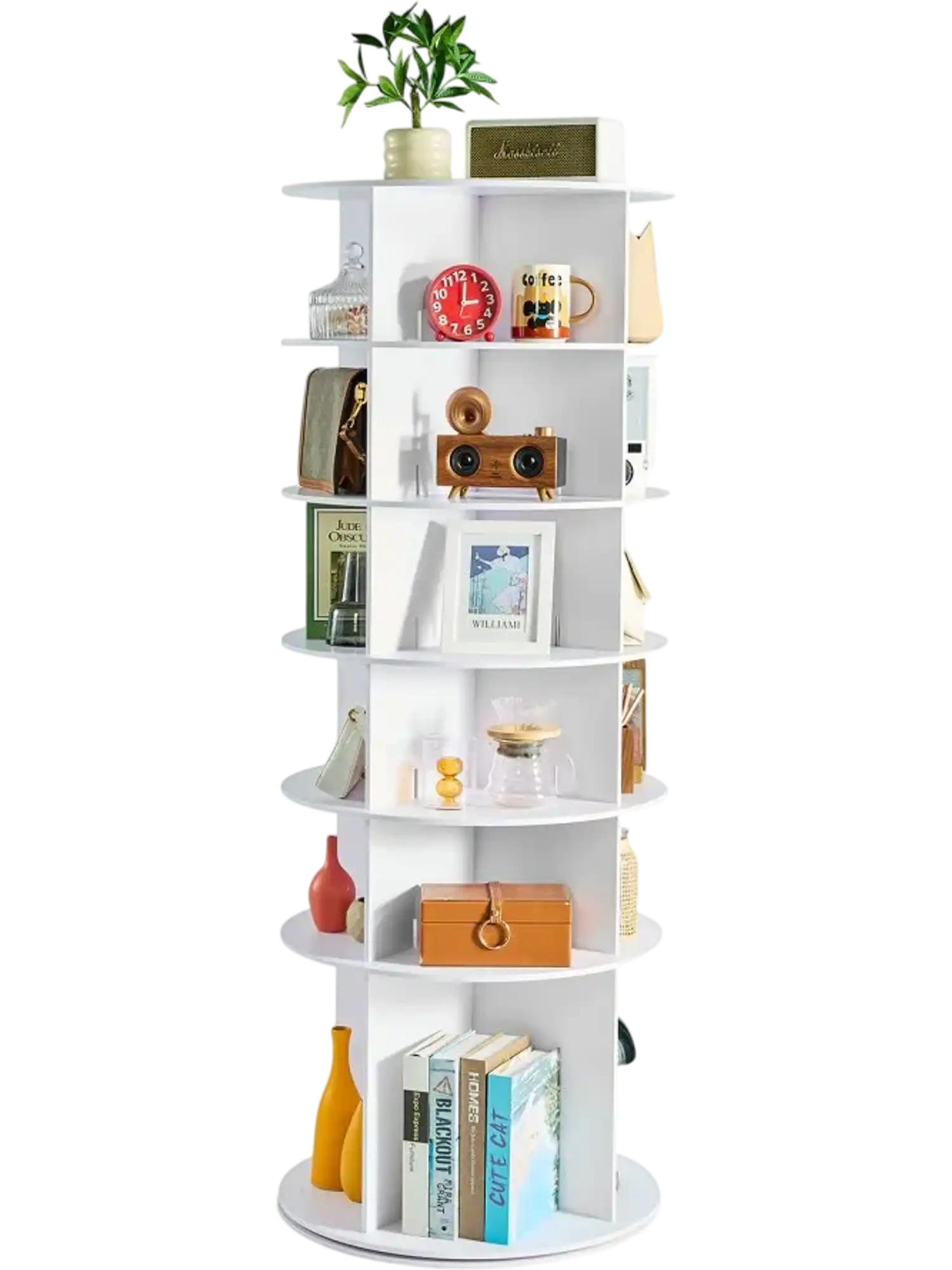 Vevor Shoe Rack 6-Tier Rotating Storage Tower White New