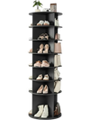 VEVOR 7 Tiers Rotating Shoe Rack Tower, 360° Spinning Shoe Rack, Revolving Storage Round Carousel Display, Freestanding Lazy Susan Organizer Display for Bedroom, Living Room, Entryway, Closet, Black