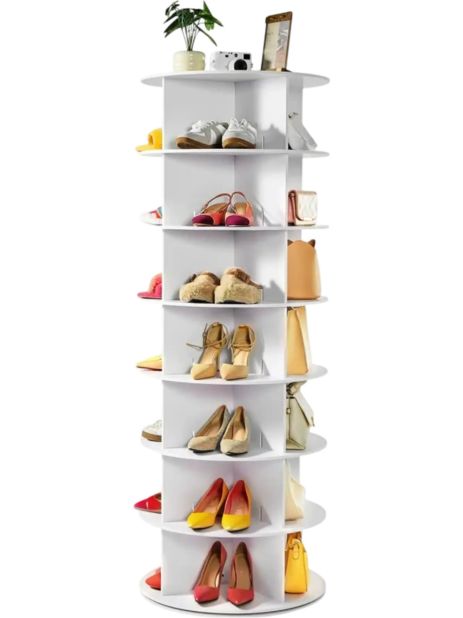 Vevor Shoe Rack 7-Tier Rotating Storage Tower White New
