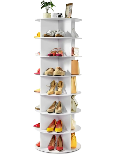 Vevor Shoe Rack 7-Tier Rotating Storage Tower White New