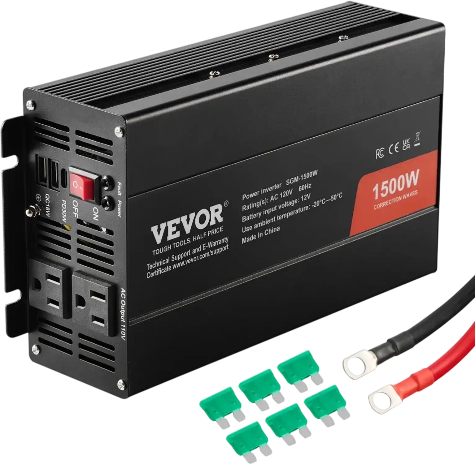 Vevor Power Inverter 1500W Modified Sine Wave DC 12V to AC 120V New