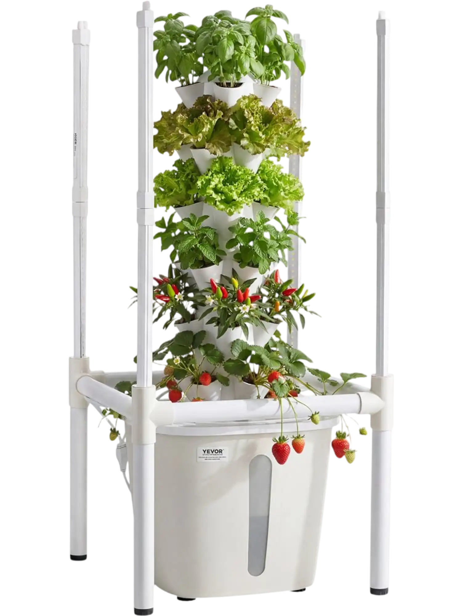 Vevor Hydroponic Tower 30-Pod 6-Tier Indoor Growing System with LED Grow Light New