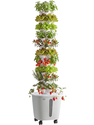 VEVOR Hydroponic Tower, 50 Pods 10 Tiers Hydroponics Growing System Kit with App Control & Casters, Vertical Home Garden with 20L Water Tank & Pump, Planter for Indoor Herbs, Fruits and Vegetables
