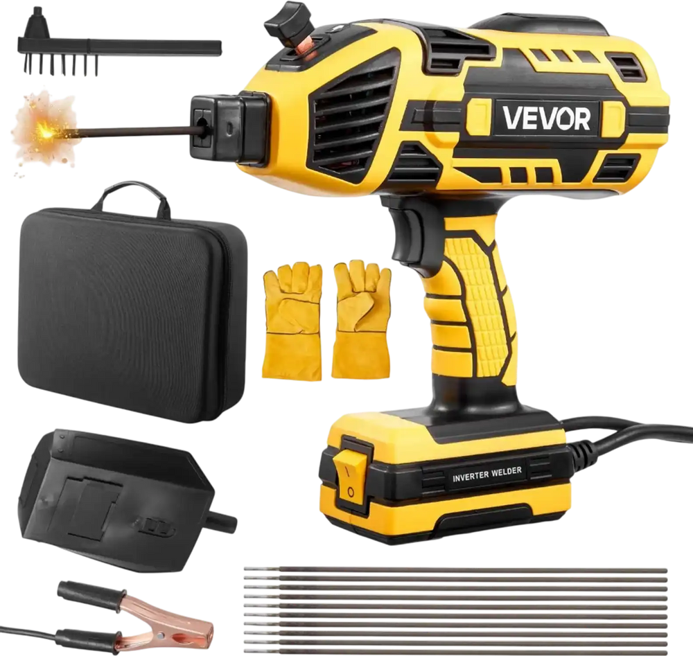 VEVOR Portable Handheld Welding Machine, 20-120A Portable ARC Welder with 5-Level Current Adjustment & IGBT Inverter, 110V Handheld Stick Welder with Hot Start Function Fit for 1/16"-1/8" Welding Rods