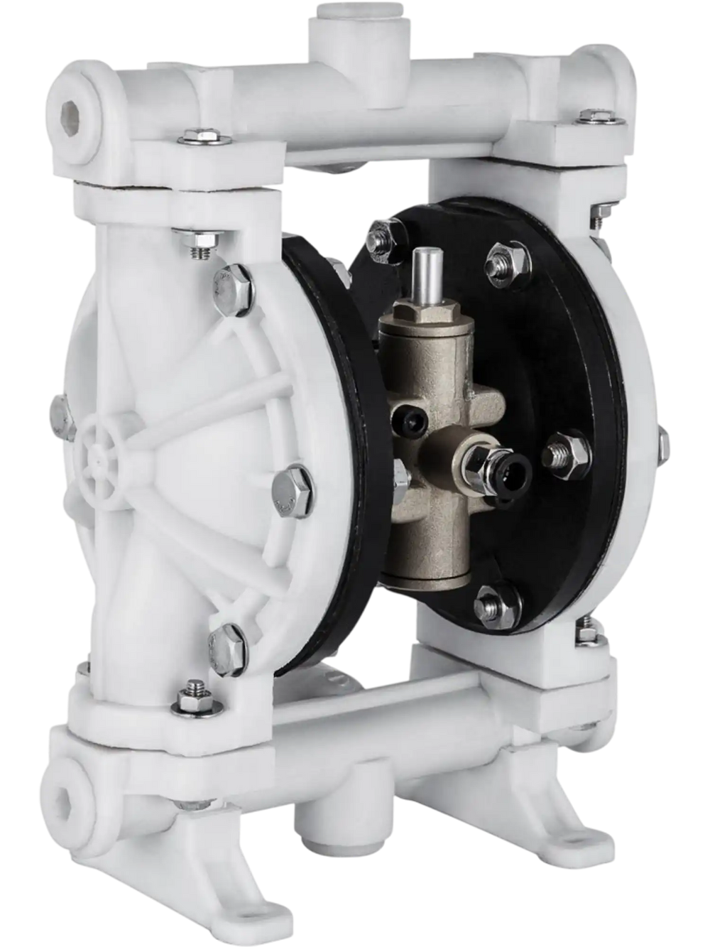 VEVOR Air-Operated Double Diaphragm Pump, 1/2 in Inlet & Outlet, Polypropylene Body, 2.5 GPM & Max 80PSI, PTFE Diaphragm Pneumatic Transfer Pump for Petroleum, Diesel, Oil & Low Viscosity Fluids