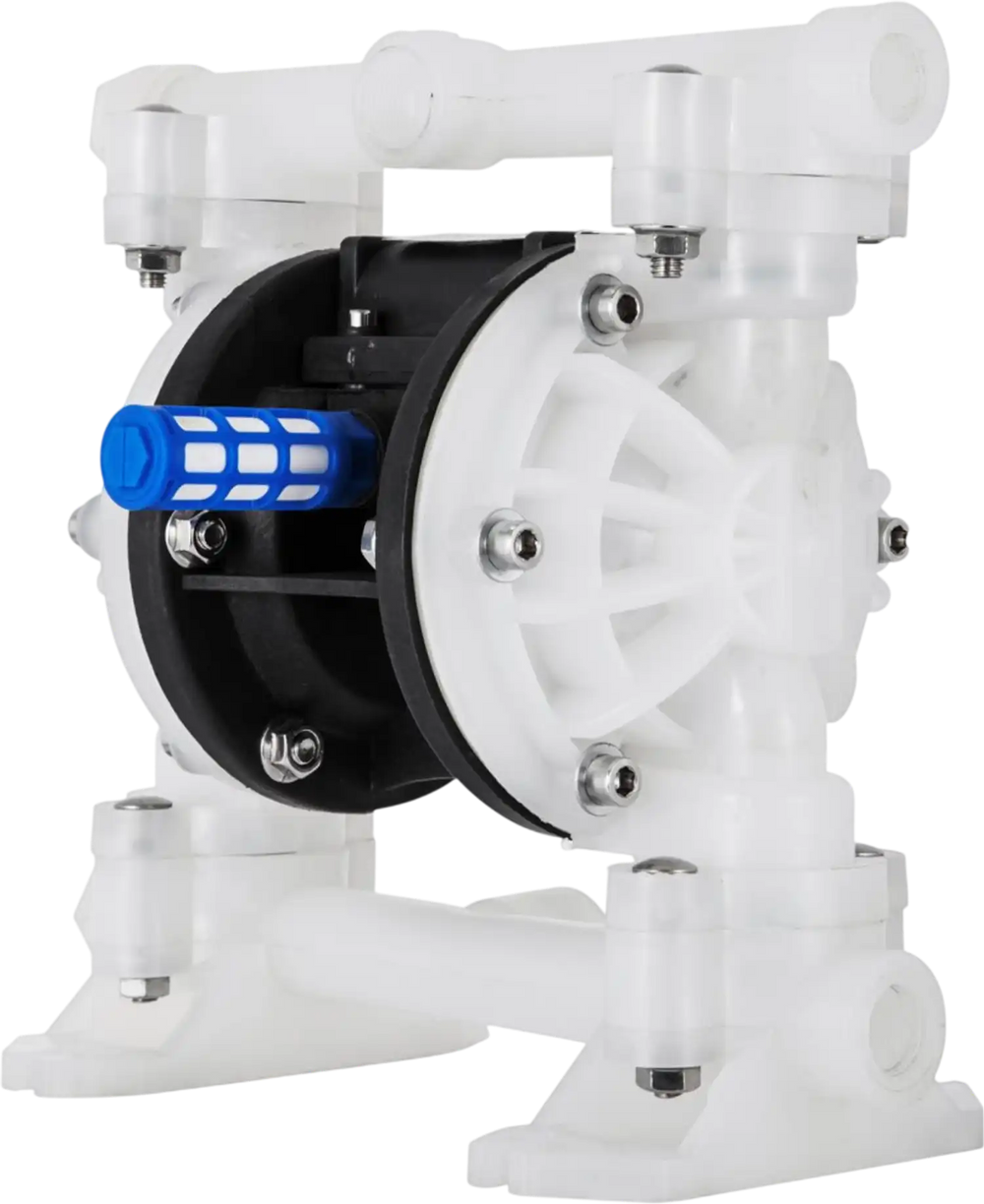 VEVOR Air-Operated Double Diaphragm Pump, 1/2 in Inlet & Outlet, Polypropylene Body, 8.8 GPM & Max 120PSI, PTFE Diaphragm Pneumatic Transfer Pump for Petroleum, Diesel, Oil & Low Viscosity Fluids