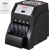 VEVOR USD Coin Sorter, Coin Sorter Machine for USD Coin 1￠ 5￠ 10￠ 25￠, Sorts up to 230 Coins/min, Coin Sorter and Wrapper Machine Holds 200 Coins Included 4 Coin Tubes, Black
