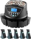 VEVOR USD Coin Sorter, Coin Counter Machine for 5 Kinds of USD Coins, Coin Sorter and Wrapper Machine Holds up to 2000 Coins, Screen Display Coin Storage Included 5 Coin Tubes and Boxes