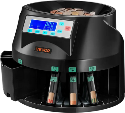 Vevor Coin Counter Machine 5-Denomination USD Change Sorter with LCD Display New