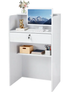 VEVOR Reception Desk, 23.6 inch Rectangular Front Counter Table, Modern Office Reception Desk with Drawer, Small Minimalist Retail Counter Table for Checkout, Lobby, Beauty Salon and Office, White