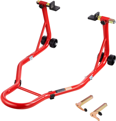 VEVOR Motorcycle Rear Wheel Stand, 850 LBS Load Capacity Heavy Duty Rear Wheel Stand with U + L Fork Swingarm Spool, Adjustabe Motorcycle Lift Jack Stand, for Suzuki Yamaha Honda Kawasaki, Red