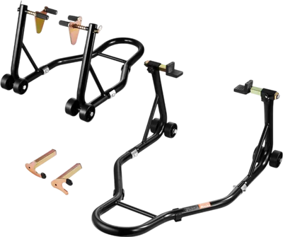 VEVOR Motorcycle Stand Lift, 1100lbs Capacity Front Rear Combo Stand Lift, Front Wheel Dual-Fork Stand, Rear U+L Fork Swingarm Spool Stand, for Most Yamaha Honda Kawasaki Suzuki Motorcycles, Black