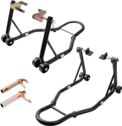 VEVOR Motorcycle Stand Lift, 850lbs Front Rear Combo Stand Lift Stand, Front and Rear Wheel Fork Stand, U+L Fork Swingarm Spool, Compatible with Most Yamaha Honda Kawasaki Suzuki Motorcycles, Black