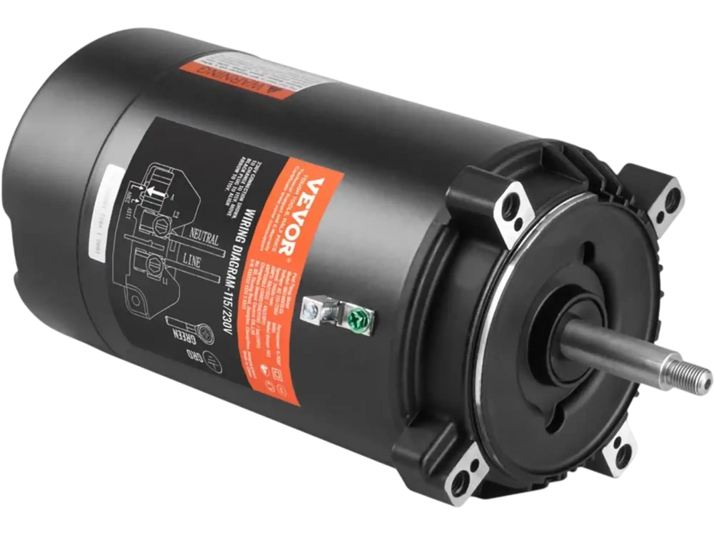 VEVOR 0.75 HP Pool Pump Motor, 56J Frame, 115V(8 Amps)/230V(4 Amps) 3450 RPM, 60Hz, 1.5 Service Factor, 80μF/250V Capacitor, CCW Rotation Round Flange Replacement Motor
