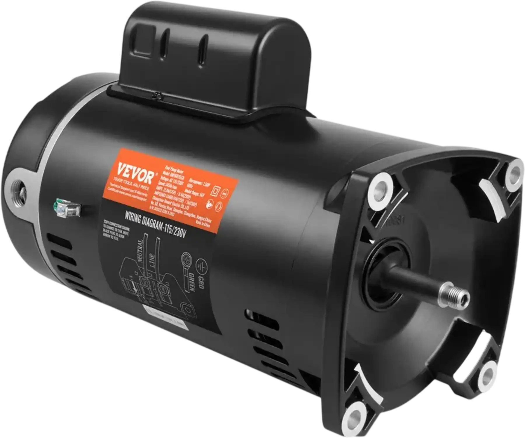 Vevor Pool Pump Motor 1.5 HP 56Y Frame 115/230V 3450 RPM Square Flange Replacement New