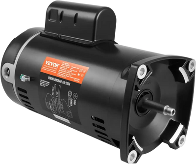 VEVOR 1 HP Pool Pump Motor, 56Y Frame, 115V(9 Amps)/230V(4.5 Amps) 3450RPM, 60Hz, 1.25 Service Factor, 90μF/250V Capacitor, CCW Rotation Square Flange Replacement Motor