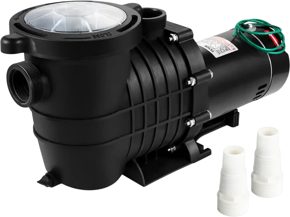 VEVOR 1HP Swimming Pool Pump, Dual Voltage 110V/220V, Circulates 5544GPH for Efficient Water Movement Above Pools, Includes Strainer Basket & Two 1-1/2'' NPT Connectors