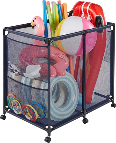Vevor Pool Storage Bin Rolling Pool Float Organizer with Side Pockets & Casters New