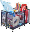 VEVOR Pool Storage Bin, 48.8 x 32.7 x 32.7 in, Rolling Pool Float Storage Organizer with Side Pockets & Casters, Heavy Duty Metal Frame, Poolside Toys Noodles Holder Mesh Basket for Swimming Pools