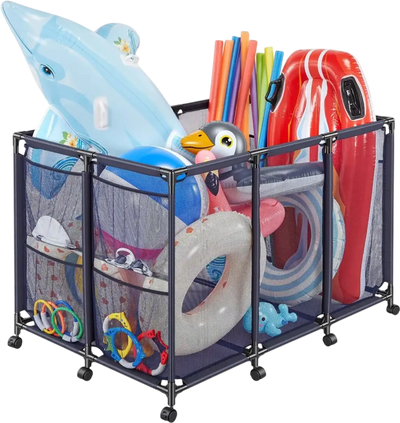 Vevor Pool Storage Bin Rolling Pool Float Organizer with Side Pockets & Casters New