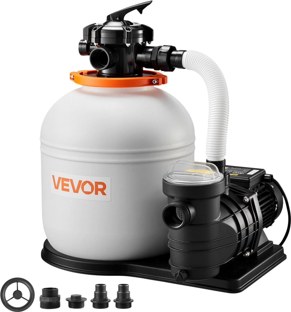 VEVOR 16 in Sand Filter Pump for Above Ground Pool, 0.75 HP 4400 GPH, Swimming Pool Sand Filter Pump with Pre-Assembled Core & Leak-Resistant Design, 6-Way Valve, High-Efficiency Filtration for Pools