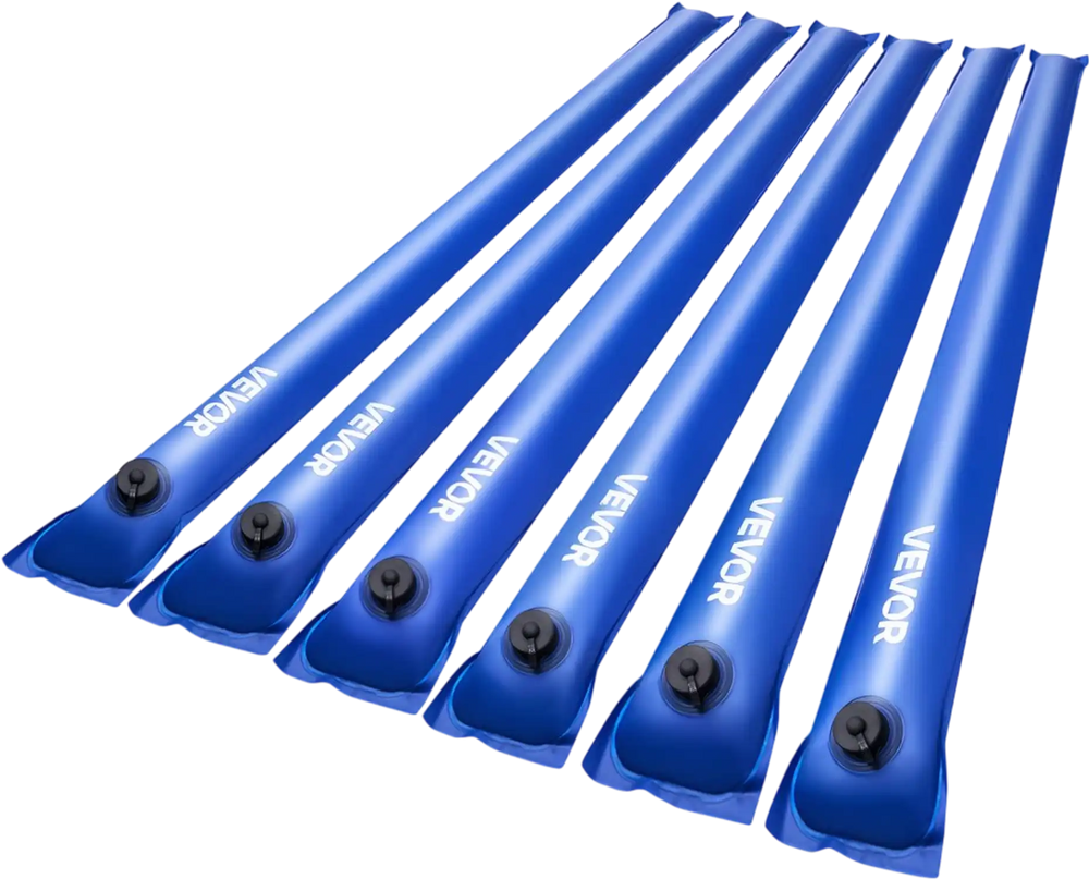 VEVOR Pool Cover Water Bags, 6 Packs 4 Ft, Single Chamber Pool Cover Water Tubes, 0.4mm Thick PVC Bags Weights with Leakproof Screw Cap, for Inground Swimming-Pool Covers Winter Closing, Blue