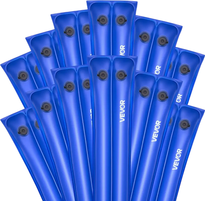 VEVOR Pool Cover Water Bags, 12 Packs 8 Ft, Double Chamber Pool Cover Water Tubes, 0.4mm Thick PVC Bags Weights with Leakproof Screw Cap, for Inground Swimming-Pool Covers Winter Closing, Blue