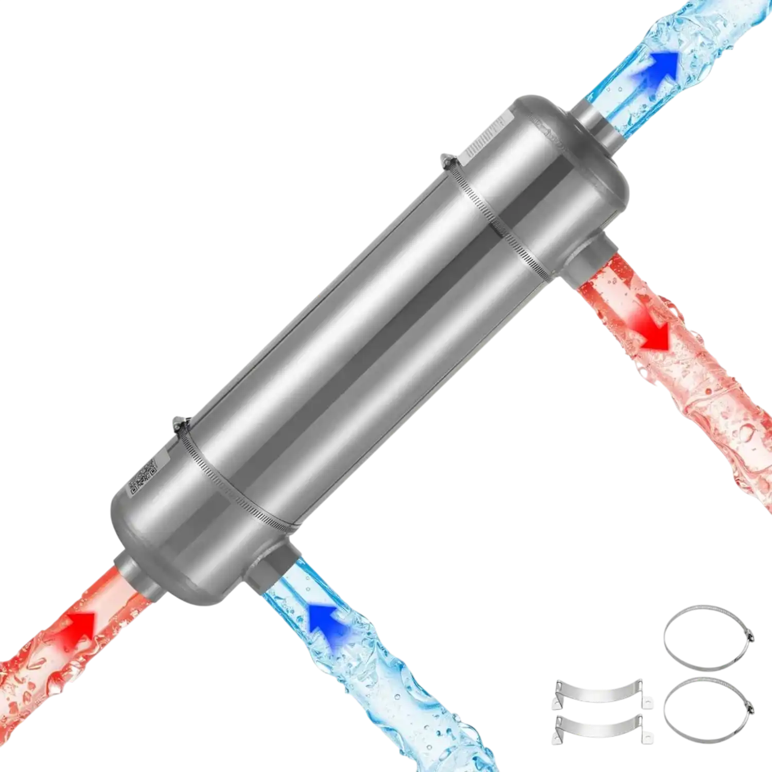 Vevor Heat Exchanger 210K BTU 316L Stainless Steel Pool Heater for Spa Hot Tub Silver New