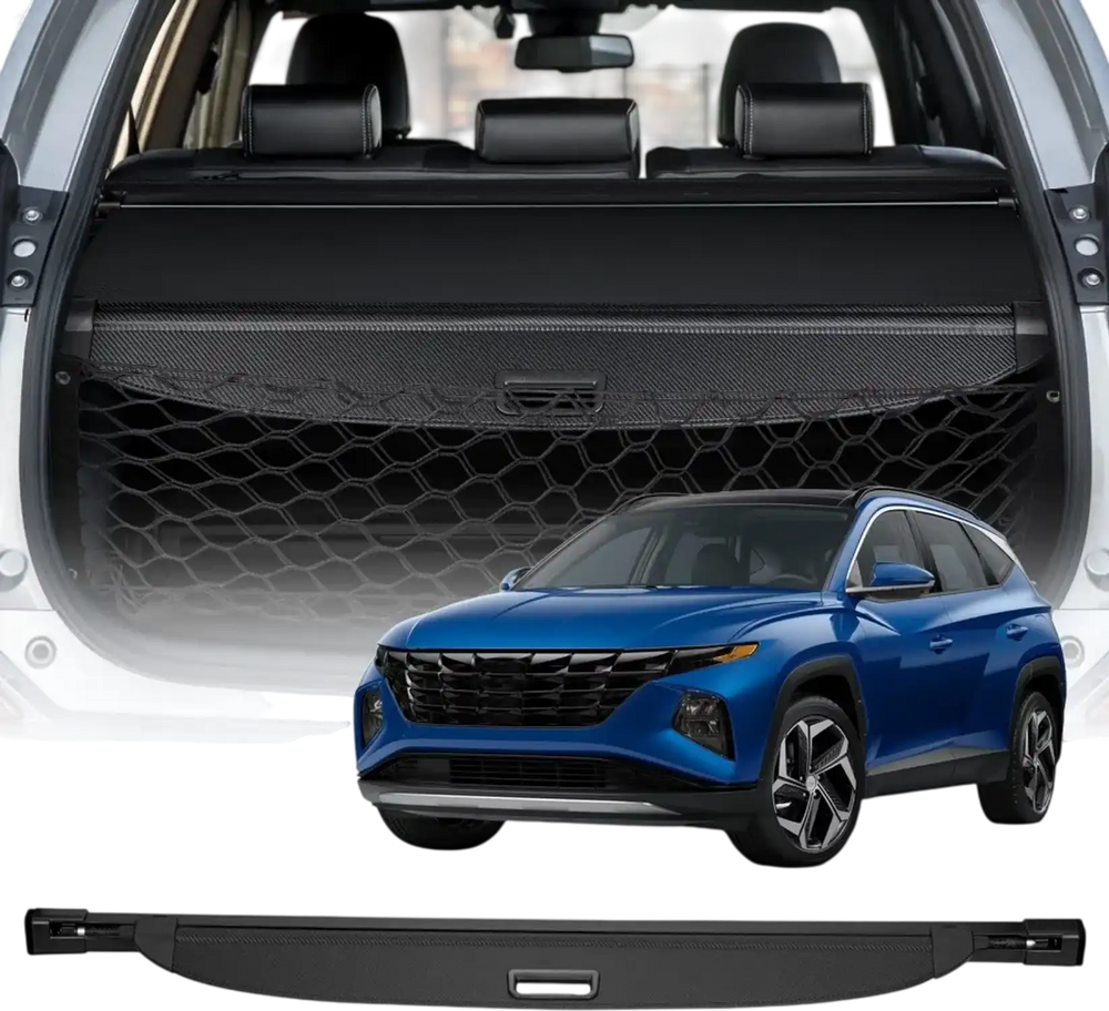 VEVOR Retractable Cargo Cover, Upgraded Carbon Fiber Texture Trunk Cover, Anti-Peeping Luggage Privacy Shield, Easy Installation Security Shade with Cargo Net, for Hyundai Tucson 2021-2025 5-Seater